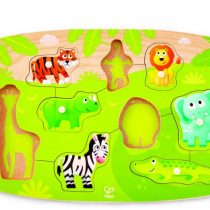 Hape Happy Puzzles Ξύλινο Παζλ Άγρια Ζώα Jungle Peg_1
